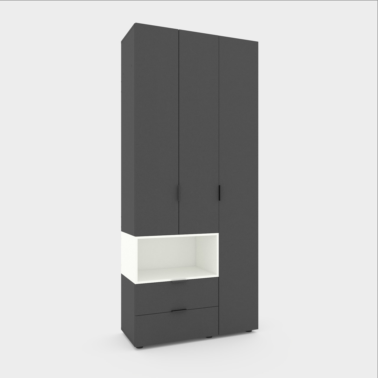 Шафа розпашна для одягу Metkas Home A002L 1000х420х2300 ЛДСП Антрацит-Білий сніг (MA002LAW)
