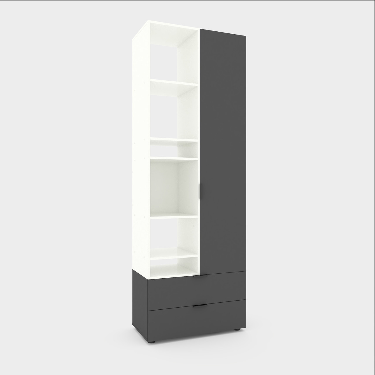 Шафа розпашна для одягу Metkas Home А001L 800х420х2300 ЛДСП Антрацит- Білий сніг (MA001LAW)