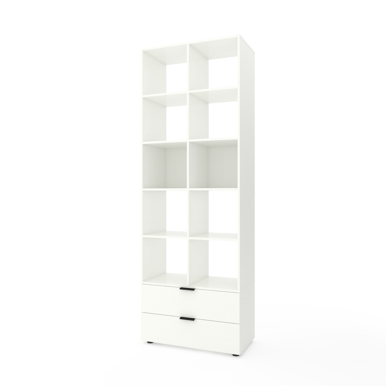 Шафа з відкритими полицями та шухлядами Metkas Home 800×420×2300 мм, ЛДСП Білий сніг (MA033W)