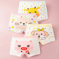 Трусики-шортики хлопковые с животными для девочек (набор 4 штуки) рост 122 см