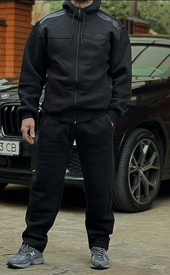 Чоловічий спортивний костюм Cramp теплий з флісом усередині, прямий без манжета, Туреччина,XXXL, Чорний