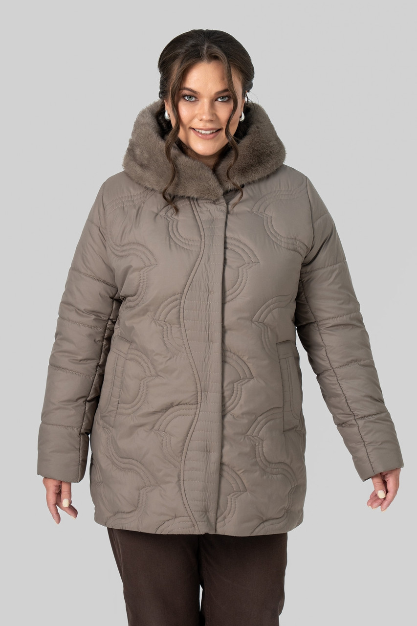 Стильна зимова куртка з хутром Марина р-ри 50-60