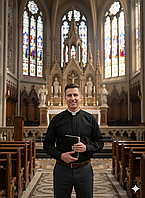 Римо-католицька сорочка чорного кольору з довгим рукавом