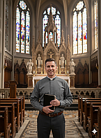 Римо-католицька сорочка сірого кольору з довгим рукавом