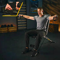 Спортивна лава, тренувальна лавка для силових вправ і жиму, складна компактна модель з еспандерами