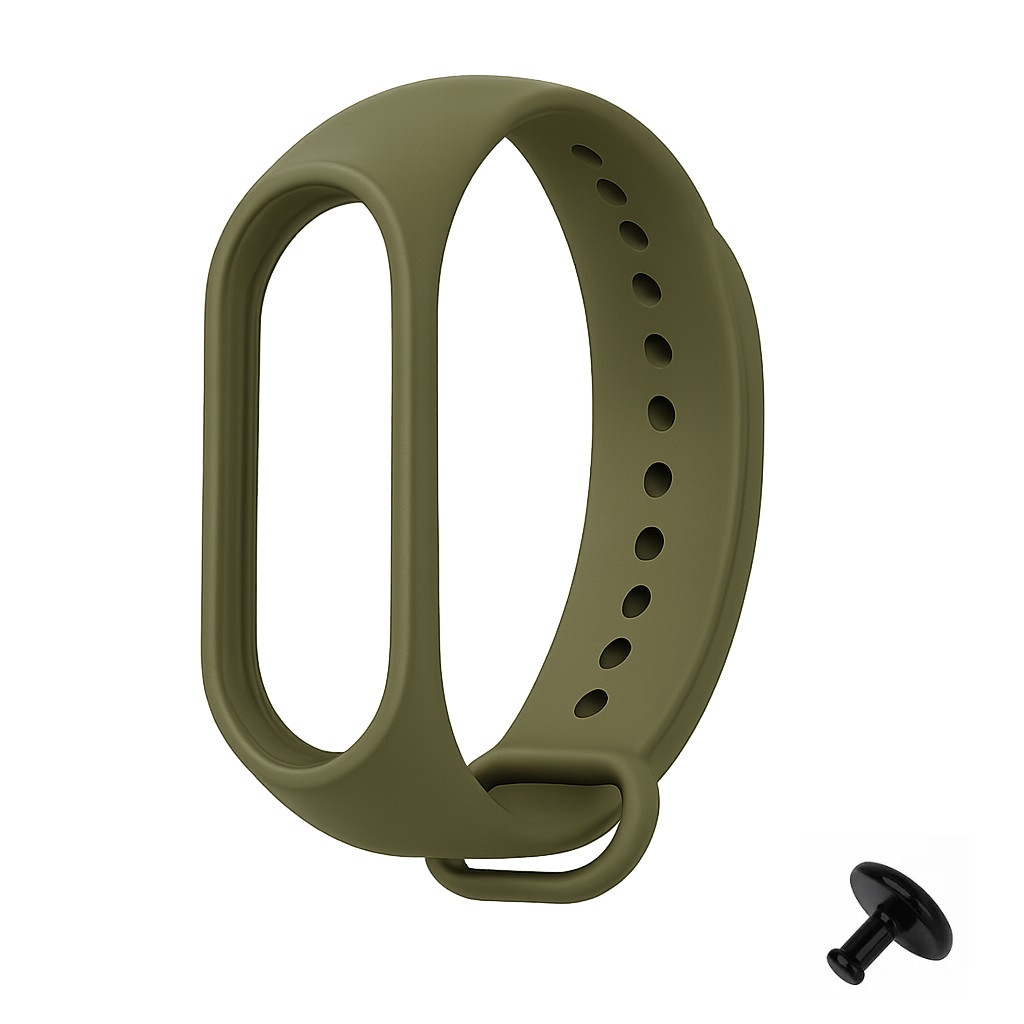Ремінець Prime для Mi Band 3/4 силіконовий з металевою кнопкою, Military Olive