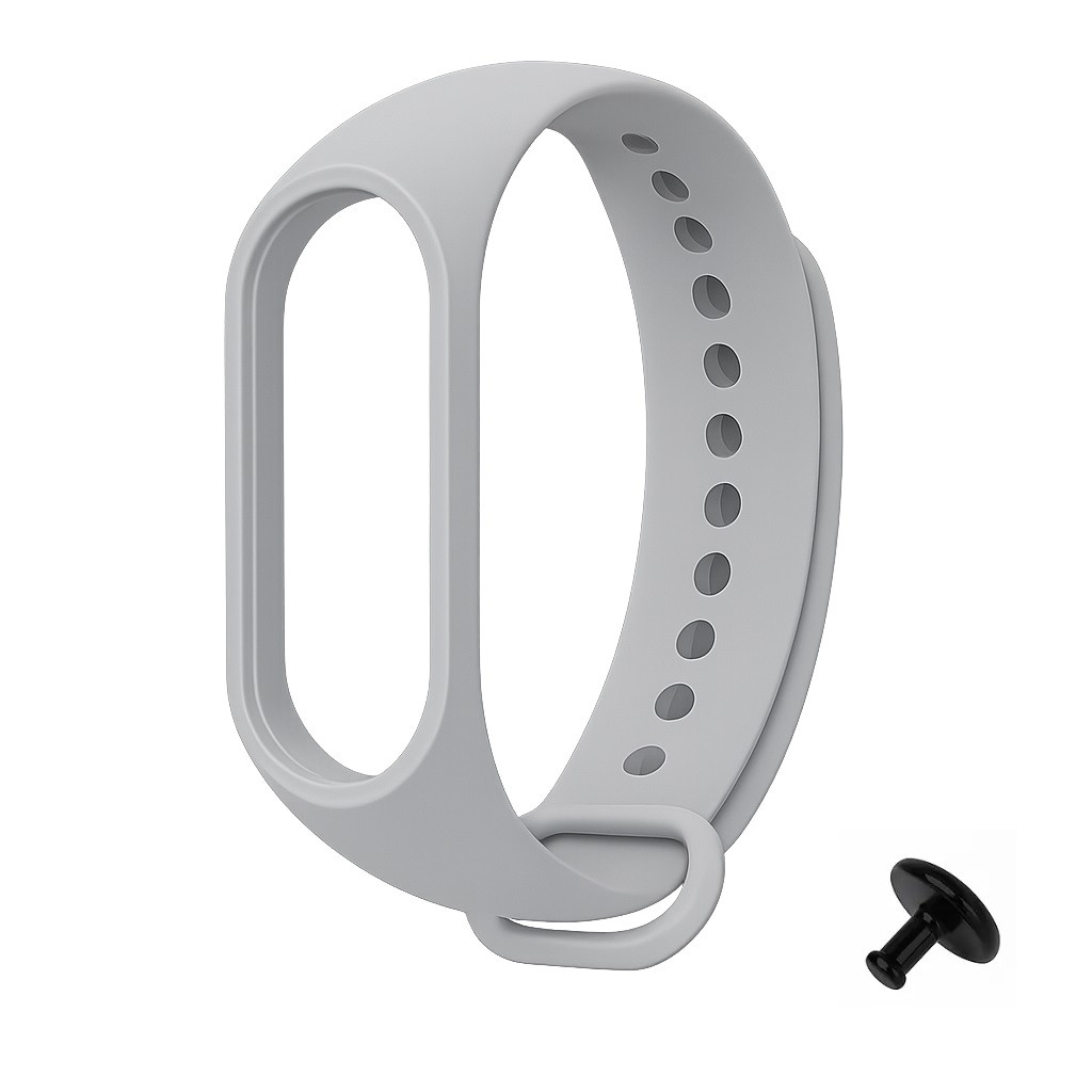 Ремінець Prime для Mi Band 3/4 силіконовий з металевою кнопкою, Grey