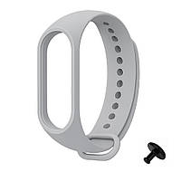 Ремінець Prime для Mi Band 3/4 силіконовий з металевою кнопкою, Grey