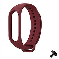 Ремінець Prime для Mi Band 3/4 силіконовий з металевою кнопкою, Burgundy