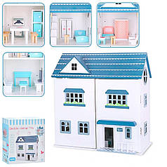 Ляльковий дерев'яний будиночок MD 1955 великий із меблями 2 поверхи