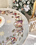 Скатертина кругла Новорічна "Вифлеємське диво" 90 см. гобелен з золотим люрексом, фото 2