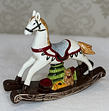 🧡Декоративна різдвяна керамічна статуетка Кінь-гойдалка 23х20х7 см, фото 2