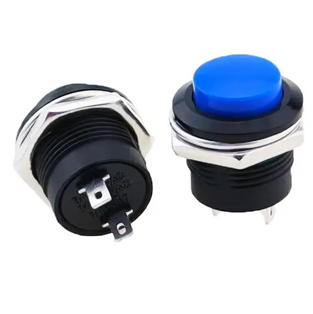 Кнопка без фіксації R13-507 16 мм 3 A / 250 V Синя, фото 1