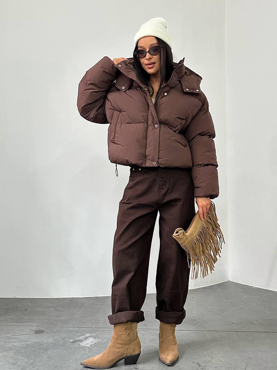 Куртка жіноча демісезонна з капюшоном, силікон 200, шоколад, барбі, розміри 40-46 - фото 1 - id-p2772528198