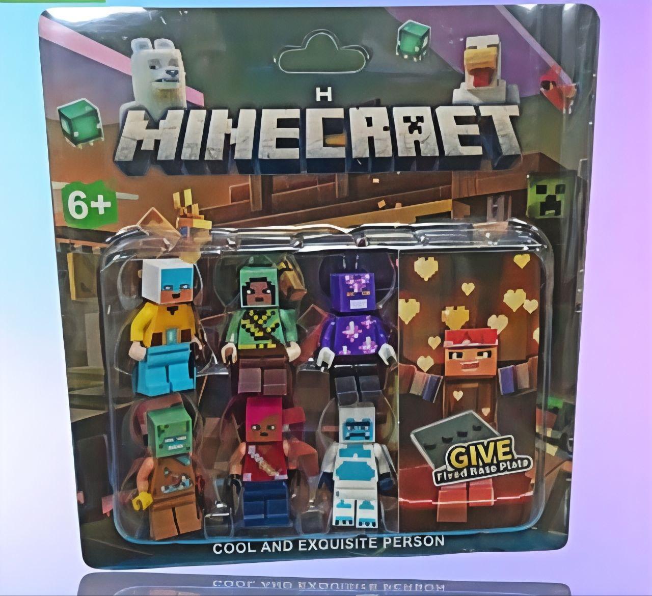 Набір фігурок 6шт Minecraft My World, міні фігурки 4см Майнкрафт+базова пластина, фото 1