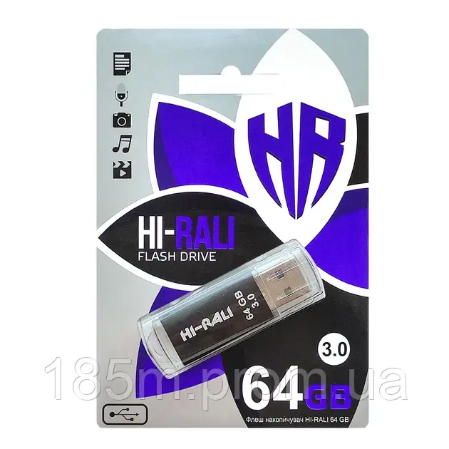 Флешка Hi-Rali 64GB USB3.0 Rocket чорний, фото 1