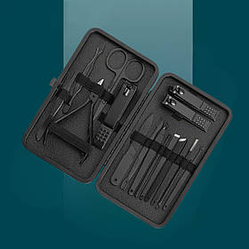 Набір інструментів для манікюру і педикюру ножиці, пилочка, пінцет в кейсі професійний набір 16 шт, чорний