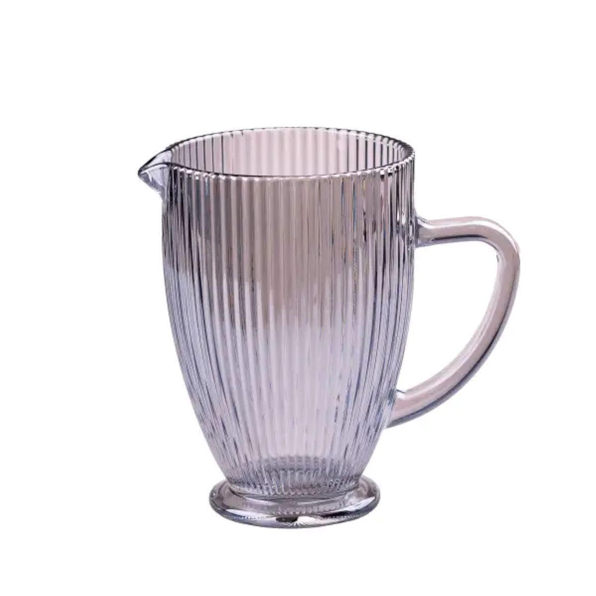 Глечик для напоїв ребристий 1,2 л з товстого скла блакитний HP7118BL, фото 1