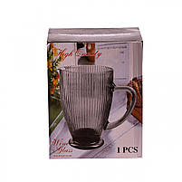 Глечик для напоїв ребристий 1,2 л з товстого скла блакитний HP7118BL, фото 3