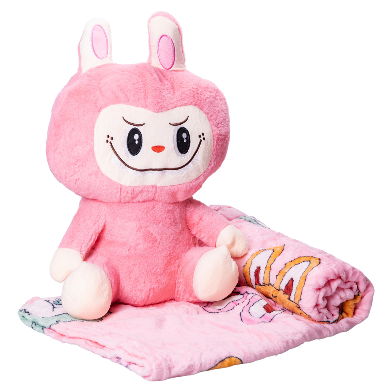 М'яка іграшка-плед, подушка 3 в 1 Лабубу 50 см Червоний ТМ COLORFUL HOME LAB2R, фото 1