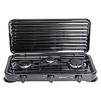 Настільна газова плита на 3 конфорки Sokany 5.5 кВт Чорна Lugi SK-6003B