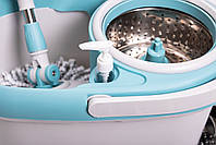 Комплект швабра з відром і віджимом, телескопічна ручка, мікрофібра для підлоги, набір для прибирання HP-35015-1, фото 5