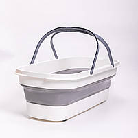 Складне відро-таз із пластику з силіконовими вставками для дому, дачі та подорожей HP-35015-2, фото 4