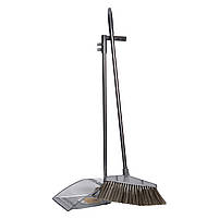 Комплект для прибирання віник (щітка) та совок з довгою ручкою 25×25×95 (см) набір віник та совок пластиковий Сірий HP-35015-7G, фото 4