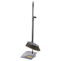 Комплект для прибирання віник (щітка) та совок з довгою ручкою 25×25×95 (см) набір віник та совок пластиковий Сірий HP-35015-7G, фото 6