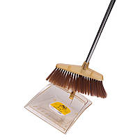 Комплект для прибирання віник (щітка) та совок з довгою ручкою 25×25×95 (см) набір віник та совок Жовтий HP-35015-7Y, фото 2