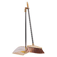 Комплект для прибирання віник (щітка) та совок з довгою ручкою 25×25×95 (см) набір віник та совок Жовтий HP-35015-7Y, фото 3