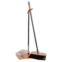 Набір віник і совок на довгій ручці для підлоги 26×24×105 (см) Коричневий HP-35015-8G, фото 5
