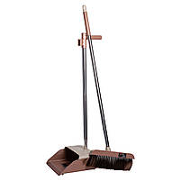 Набір віник та совок на довгій ручці для підлоги 27×25×103 (см) щітка віник для прибирання Сірий HP-35015-11G, фото 5