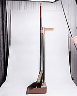 Набір віник та совок на довгій ручці для підлоги 27×25×103 (см) щітка віник для прибирання Коричневий HP-35015-11BR, фото 5