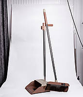 Набір віник та совок на довгій ручці для підлоги 27×25×103 (см) щітка віник для прибирання Коричневий HP-35015-11BR, фото 6