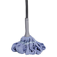 Швабра телескопічна для миття підлоги універсальна мотузкова швабра з самовіджимом для прибирання Блакитний HP-35015-13BL, фото 2