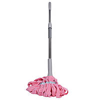 Швабра телескопічна для миття підлоги універсальна мотузкова швабра з самовіджимом для прибирання Рожевий HP-35015-13P, фото 4