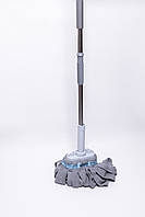 Швабра для вологого прибирання з круглою насадкою з міцних волокон і металевою ручкою, сумісна з відрами з віджимом HP-35015-17, фото 2