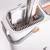 Швабра з відром для миття підлоги з віджимом, плоска насадка з мікрофібри, набір для прибирання дому HP-35015-18, фото 3