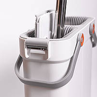 Швабра з відром для миття підлоги з віджимом, плоска насадка з мікрофібри, набір для прибирання дому HP-35015-18, фото 6