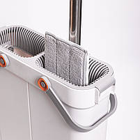 Швабра з відром для миття підлоги з віджимом, плоска насадка з мікрофібри, набір для прибирання дому HP-35015-18, фото 8