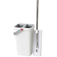 Набір для прибирання з плоскою шваброю та двосекційним відром з віджимом, насадка з мікрофібри, компактний HP-35015-19, фото 2