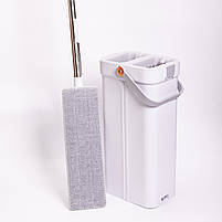 Набір для прибирання з плоскою шваброю та двосекційним відром з віджимом, насадка з мікрофібри, компактний HP-35015-19, фото 5