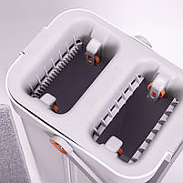 Набір для прибирання з плоскою шваброю та двосекційним відром з віджимом, насадка з мікрофібри, компактний HP-35015-19, фото 7