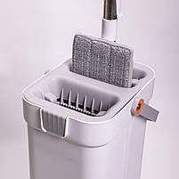 Набір для прибирання з плоскою шваброю та двосекційним відром з віджимом, насадка з мікрофібри, компактний HP-35015-19, фото 8