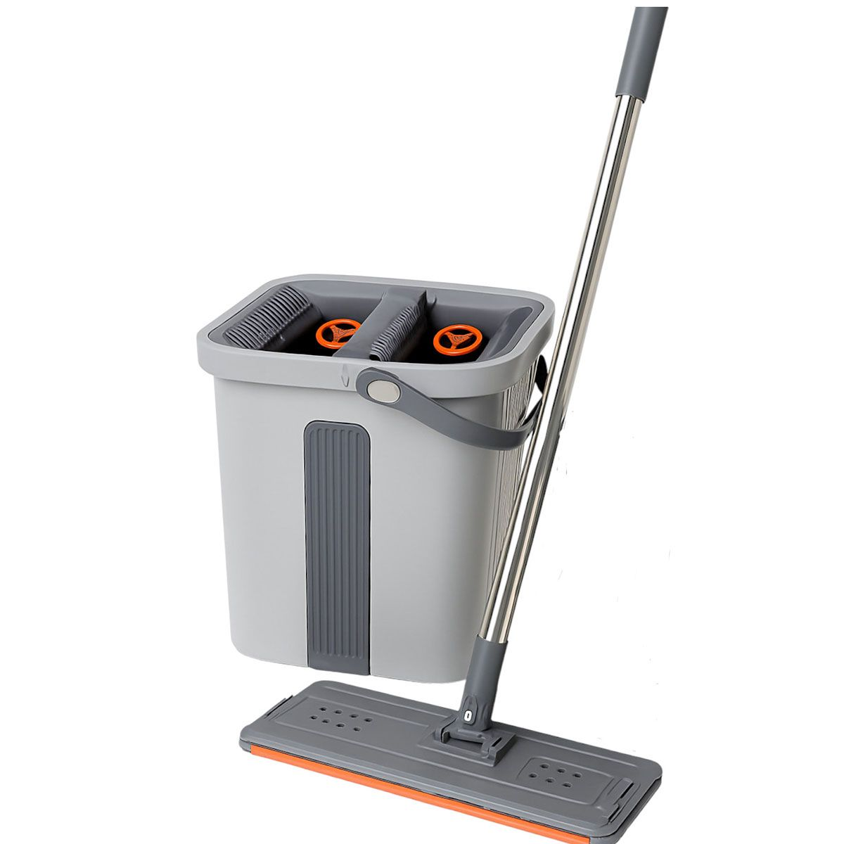 Телескопічна швабра з плоскою насадкою та відро з двома секціями для миття підлоги й віджиму, комплект для прибирання HP-35015-20, фото 1