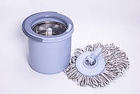 Набір для вологого прибирання з круглою телескопічною шваброю з мікрофібри та відром із віджимом для дому HP-35015-21, фото 3