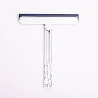 Скребок для миття скла складний з абразивною губкою та гумовим лезом для вікон дзеркал душу Блакитний HP-35015-27BL, фото 2