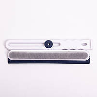 Скребок для миття скла складний з абразивною губкою та гумовим лезом для вікон дзеркал душу Блакитний HP-35015-27BL, фото 3