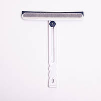 Скребок для миття скла складний з абразивною губкою та гумовим лезом для вікон дзеркал душу Блакитний HP-35015-27BL, фото 4